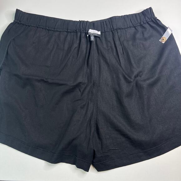 ELOQUII Elements Women's Minimalist Black Linen Button Front Shorts Plus Size 22 - Picture 14 of 16